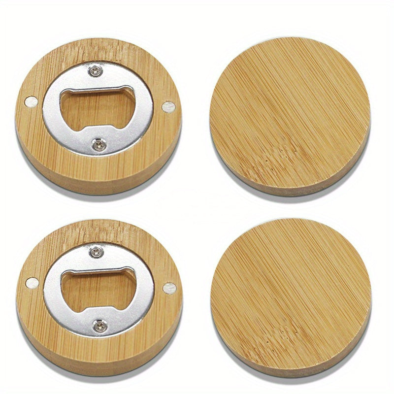 10 Bamboo Beer Bottle Openers with magnets for kitchen and home decor, great for weddings.