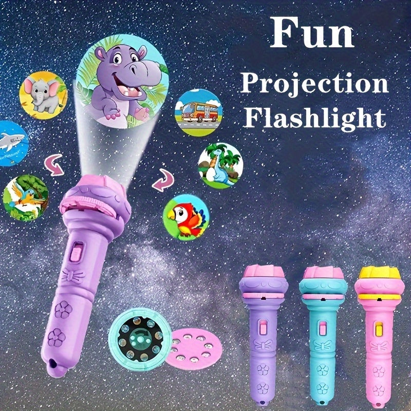 Fun and Educational Interactive Projection Flashlight Toy for Kids - Animal & Nature Projections for Learning - Made of Sturdy Plastic, Multiple Color Choices Available (Pink, Purple, Green) - Perfect Birthday Present for Children