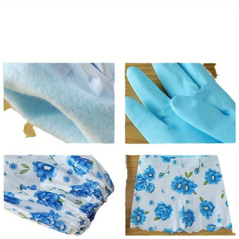 Get ready for all your cleaning needs with this pair of premium plush thickened rubber gloves! These unisex gloves are waterproof and perfect for kitchen dishwashing, household chores, outdoor gardening, laundry, car washes, and more. Made from durable