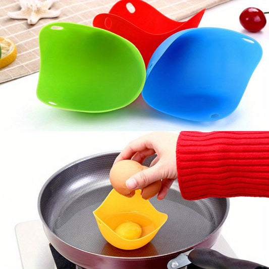 Set of 1 or 4 Non-Stick Silicone Egg Poachers in Multi-Color, suitable for use in Microwave, Air Fryer, and Stovetop. These Kitchen Gadgets will help you achieve Perfectly Poached Eggs every time. Includes a Steamed Egg Rack for easy cooking. Easy to