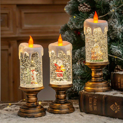 New international holiday ornaments with water candle lights, crystal lamps, snow lights, ideal as birthday gifts for kids.