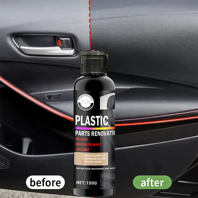 Car Interior Renewal Wax for Dashboard, Bumper, Seats | Tire Coating Enhancer with Black Plastic Parts Restoration | ABS Resin, 150g