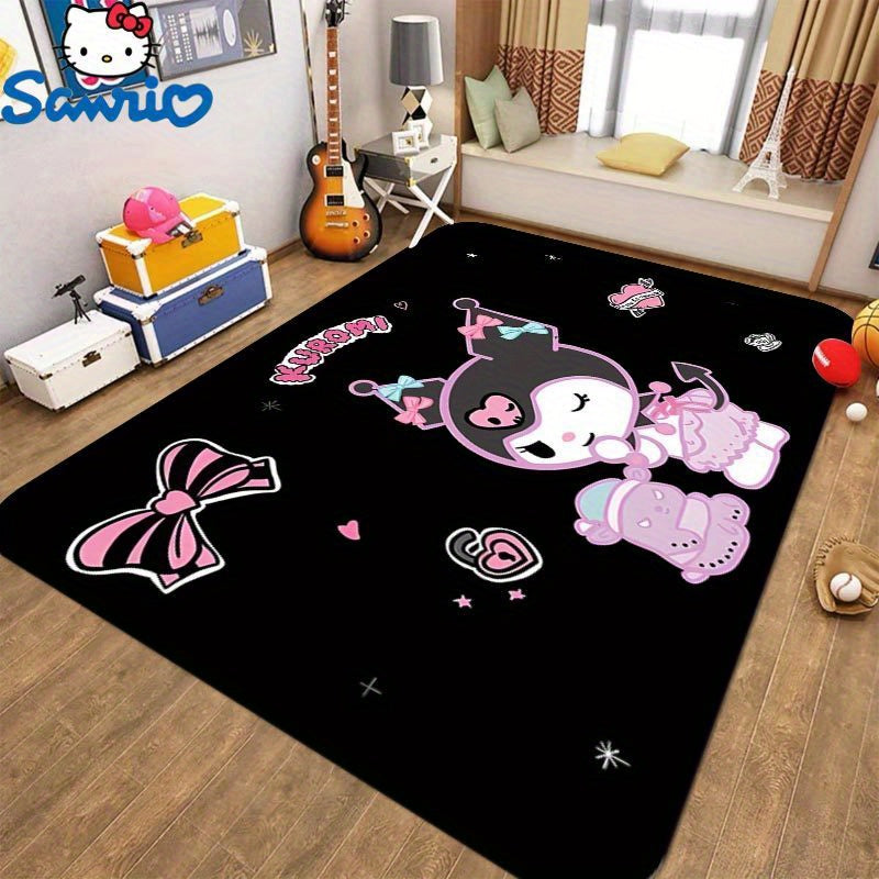 1 кусок ковра Kuromi Sanrio мягкий, нескользящий и прочный, что делает его пригодным для использования в спальне, прихожей или коридоре.