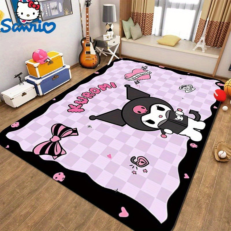 Soft and Non-Slip Sanrio Kuromi Area Rug - Ideal for Adding Charm to Bedrooms, Entryways, or Hallways