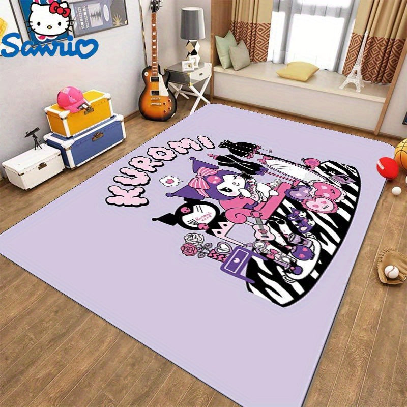 Soft and Non-Slip Sanrio Kuromi Area Rug - Ideal for Adding Charm to Bedrooms, Entryways, or Hallways