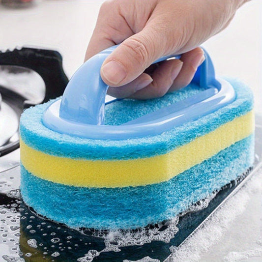 Gentle Blue Sponge Brush Cleaner with Magic Handles, Ideal for Use in Living Rooms, Bedrooms, Bathrooms, Toilets, and Kitchens - No Power Needed.