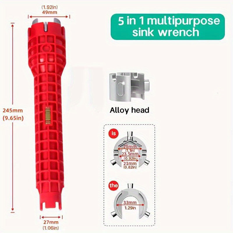 Durable plastic kit for kitchen and bathroom sink and faucet repairs, with adjustable wrench set.