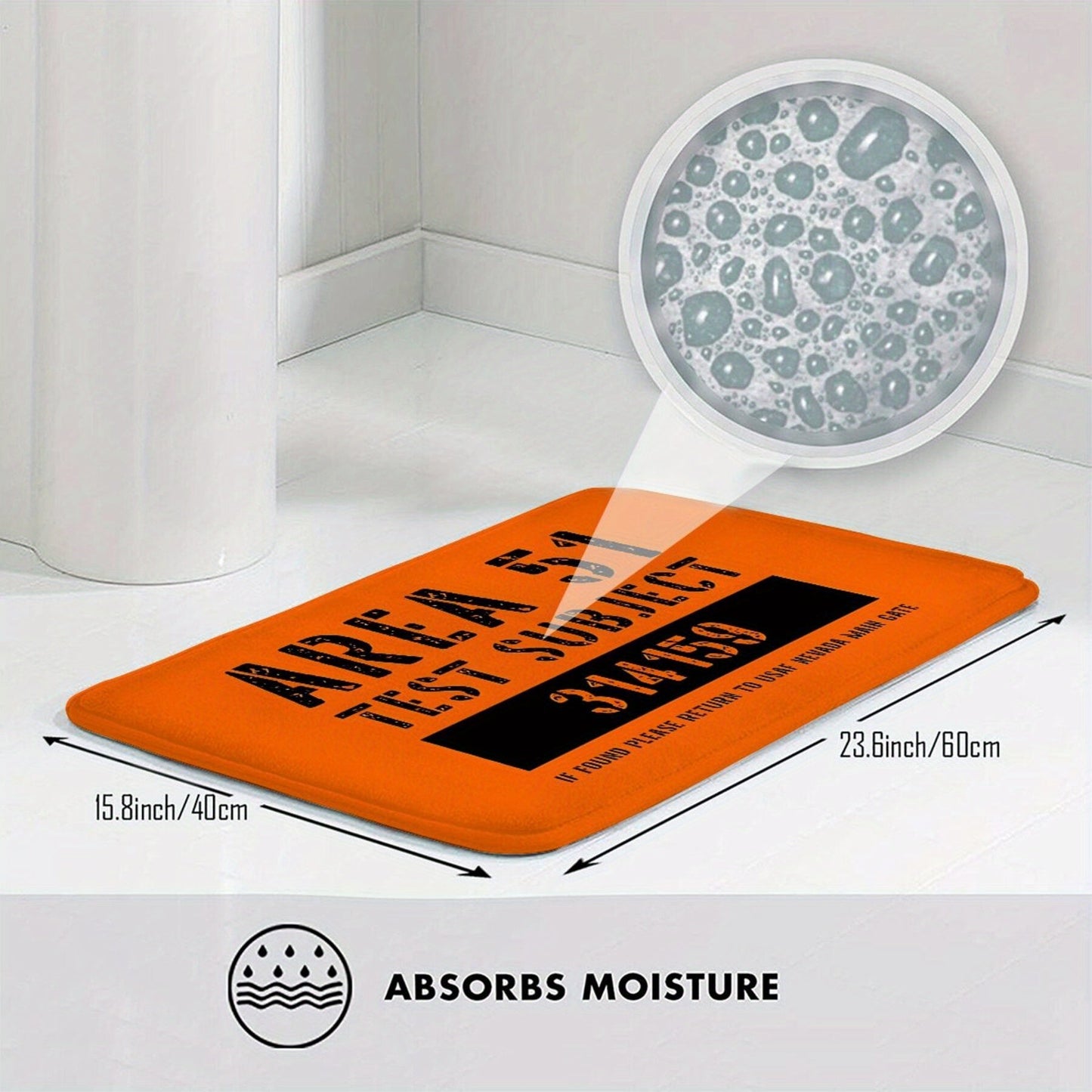 Area 51-inspired Alien Abduction Bath Mat - Made of Lightweight, Machine Washable Polyester, Ideal for Home Decor in the Living Room, Balcony, or Spooky Halloween Vibes