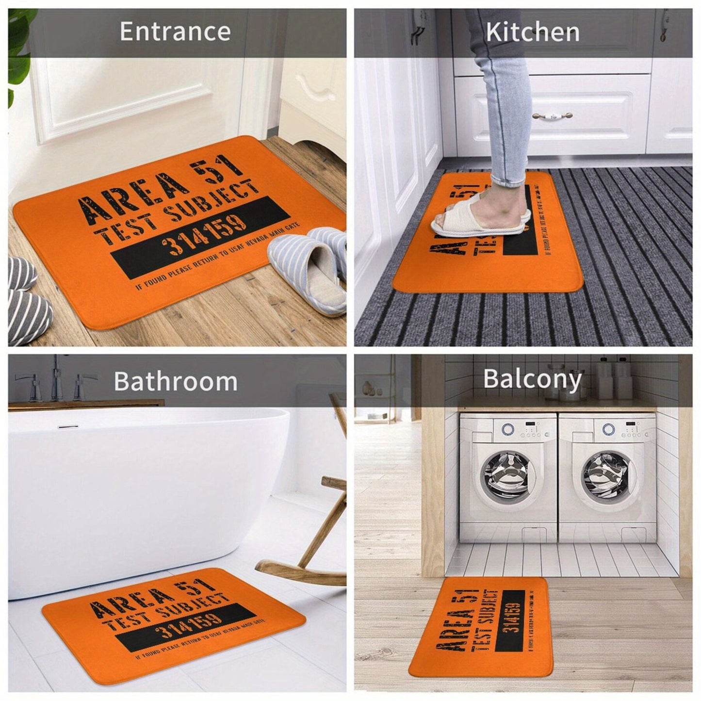 Area 51-inspired Alien Abduction Bath Mat - Made of Lightweight, Machine Washable Polyester, Ideal for Home Decor in the Living Room, Balcony, or Spooky Halloween Vibes