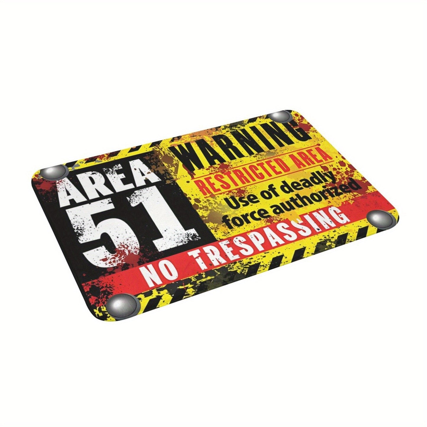 Area 51 Warning Mat: Lightweight, Machine Washable Polyester Rug for Bathroom, Kitchen, Balcony, and Home Decor