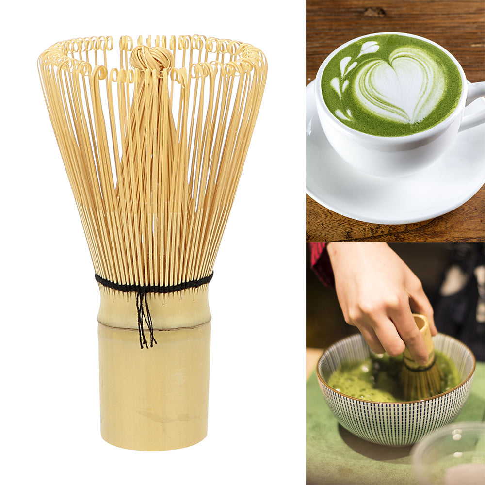 Artisanal kitchen utensils for making Matcha Green Tea, complete with a traditional Bamboo Whisk for authentic Japanese tea ceremonies.