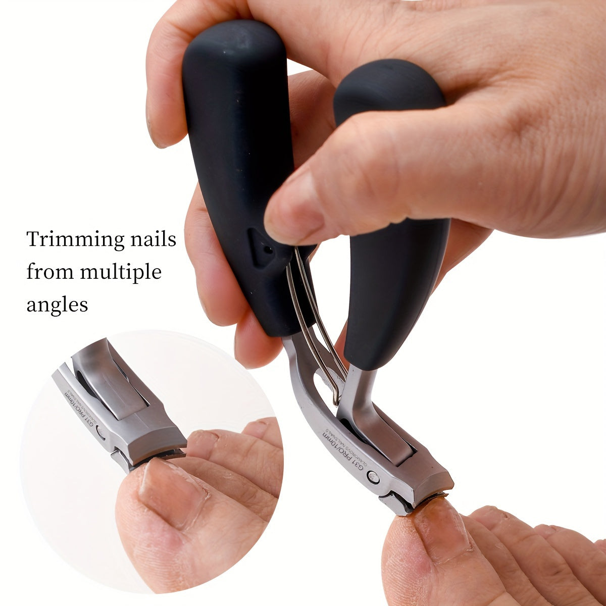 Professional Nail Clippers for Men and Seniors with Wide Opening, Sharp Stainless Steel Blade, and Long Handle.