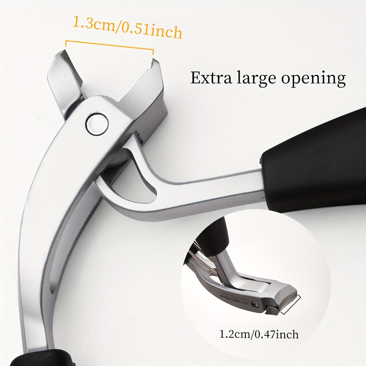 Professional Nail Clippers for Men and Seniors with Wide Opening, Sharp Stainless Steel Blade, and Long Handle.