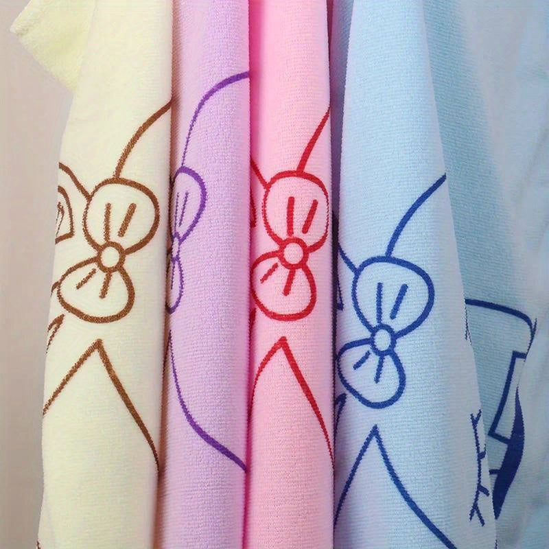 Cartoon Rabbit-themed microfiber bathrobe for women, with 200gsm knit fabric for quick absorption.