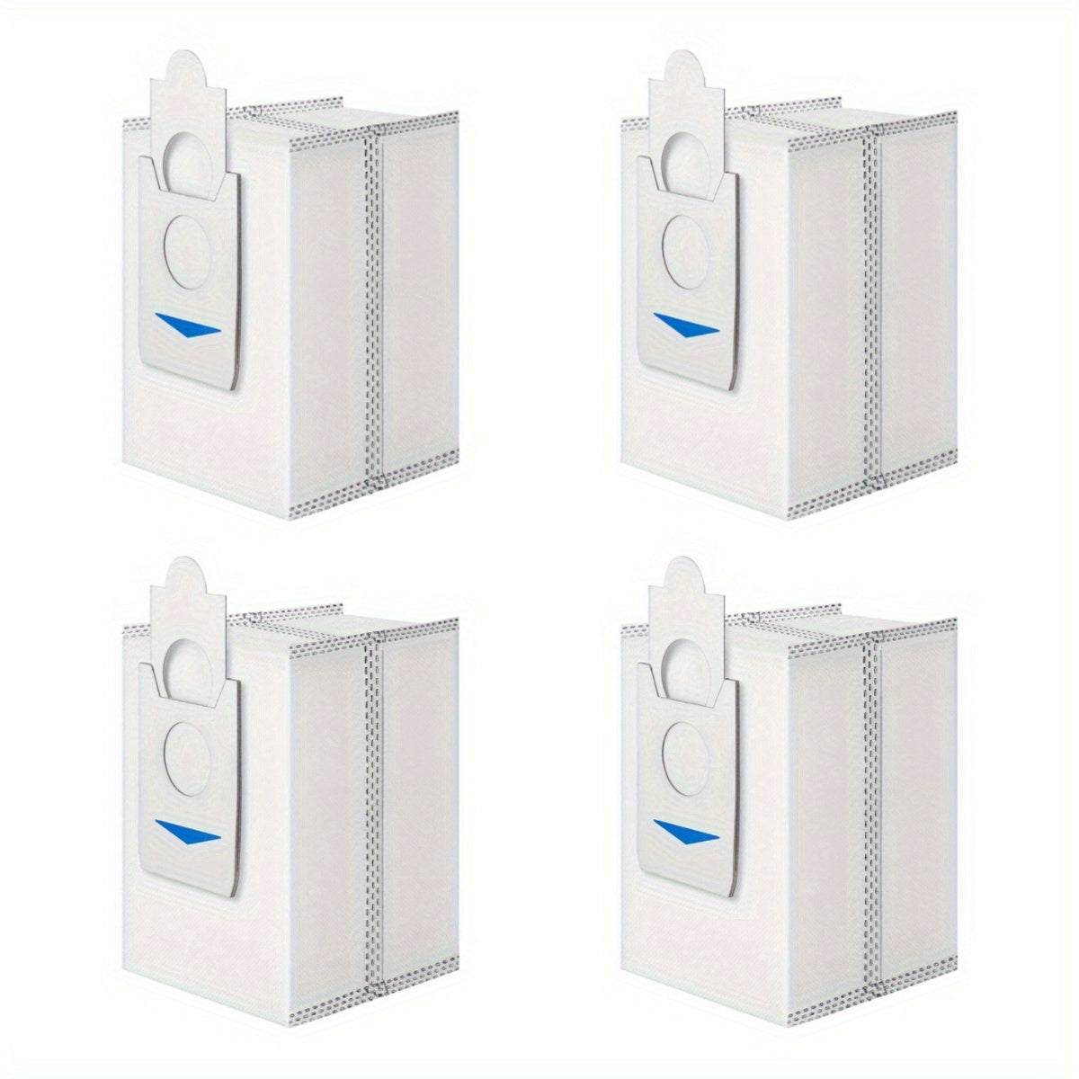 Upgraded set of 4 high-quality dust bags compatible with ECOVACS & DEEBOT Robot Vacuums - X2, X2 Omni, X2 Pro, DEX86. Features include activated carbon filtration, auto-lock seal, and the ability to capture 99.7% of fine particles.