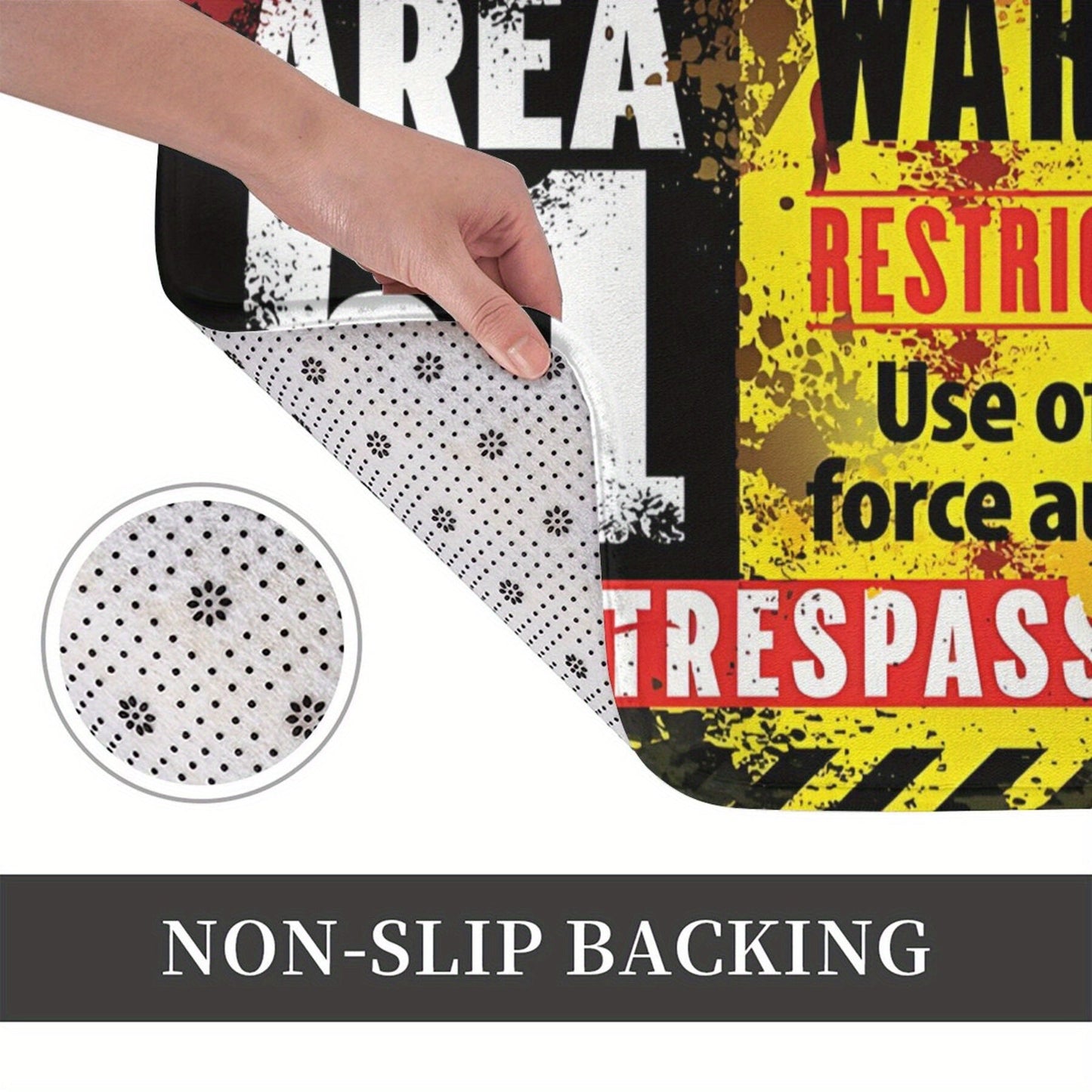 Area 51 Warning Mat: Lightweight, Machine Washable Polyester Rug for Bathroom, Kitchen, Balcony, and Home Decor