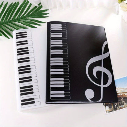 1 piece A4 size contemporary 40-pocket double-sided PVC guitar sheet music folder holds 80 pages, available in black, white, pink, blue, and transparent.