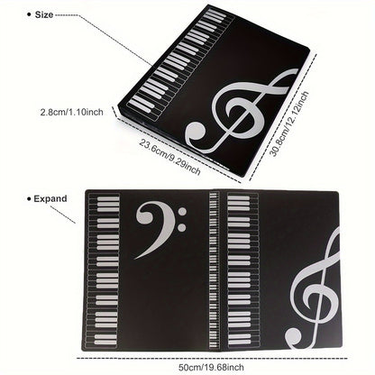 1 piece A4 size contemporary 40-pocket double-sided PVC guitar sheet music folder holds 80 pages, available in black, white, pink, blue, and transparent.