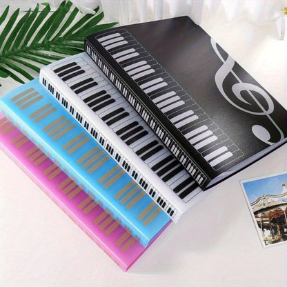 1 piece A4 size contemporary 40-pocket double-sided PVC guitar sheet music folder holds 80 pages, available in black, white, pink, blue, and transparent.