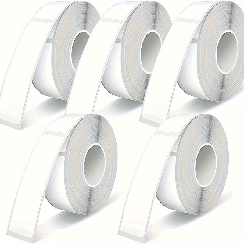 800pcs D30 White Labels - 5 Rolls, Waterproof adhesive stickers for 30 Series printers, 1.19cm x 3.99cm, ideal for office and home organization.