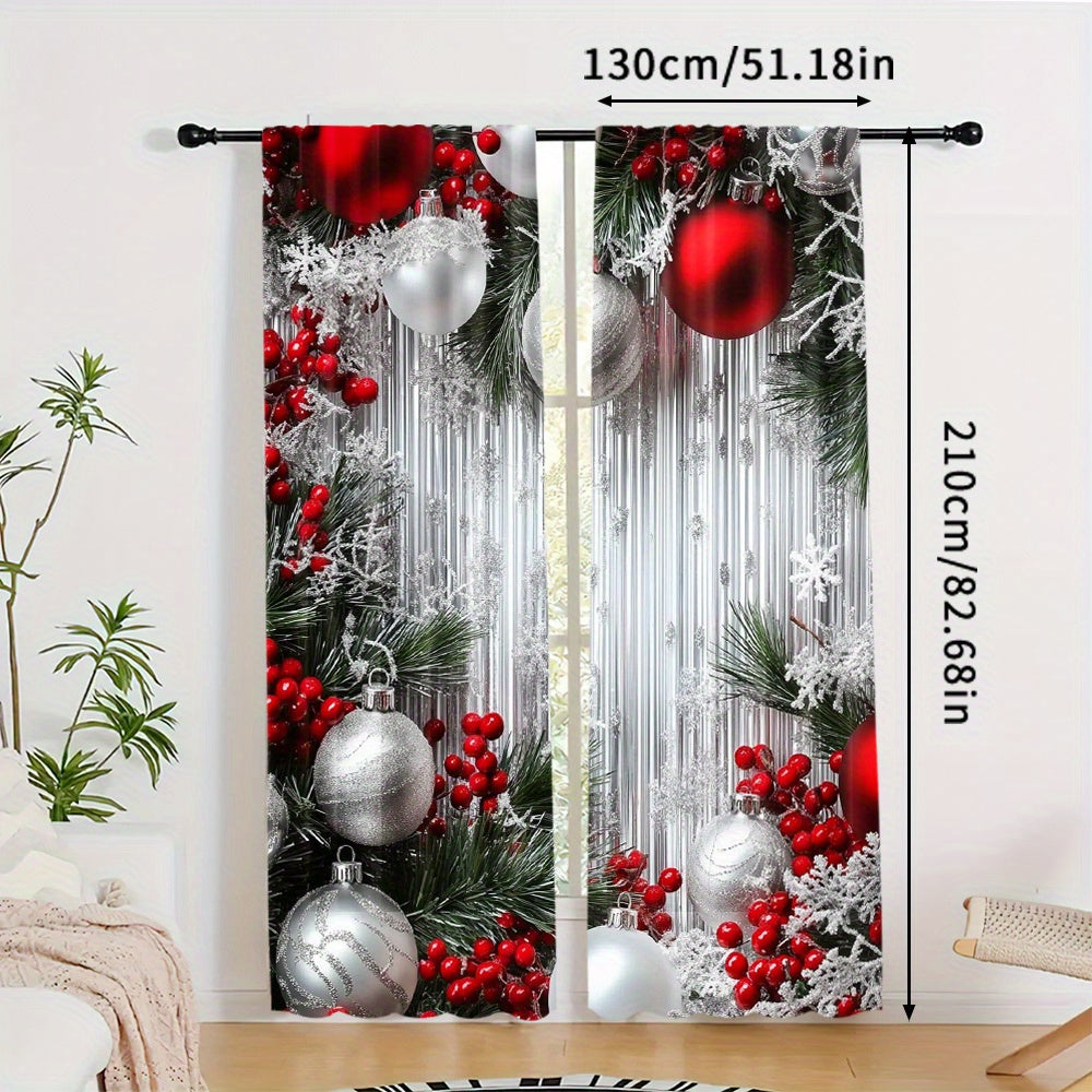 Add a festive touch to your living room, bedroom, kitchen, or office with these 2 Christmas tree-patterned curtains. The digital print design creates a cozy holiday atmosphere, while the rod pocket edge makes them easy to hang. Perfect for living room