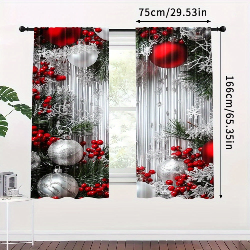 Add a festive touch to your living room, bedroom, kitchen, or office with these 2 Christmas tree-patterned curtains. The digital print design creates a cozy holiday atmosphere, while the rod pocket edge makes them easy to hang. Perfect for living room