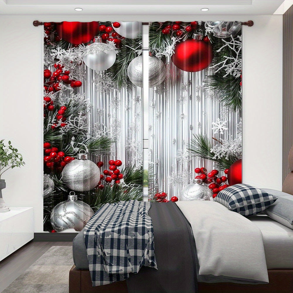 Add a festive touch to your living room, bedroom, kitchen, or office with these 2 Christmas tree-patterned curtains. The digital print design creates a cozy holiday atmosphere, while the rod pocket edge makes them easy to hang. Perfect for living room