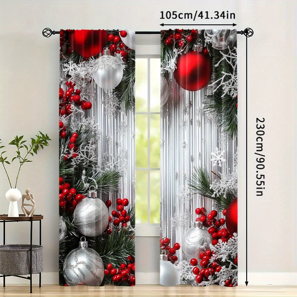 Add a festive touch to your living room, bedroom, kitchen, or office with these 2 Christmas tree-patterned curtains. The digital print design creates a cozy holiday atmosphere, while the rod pocket edge makes them easy to hang. Perfect for living room