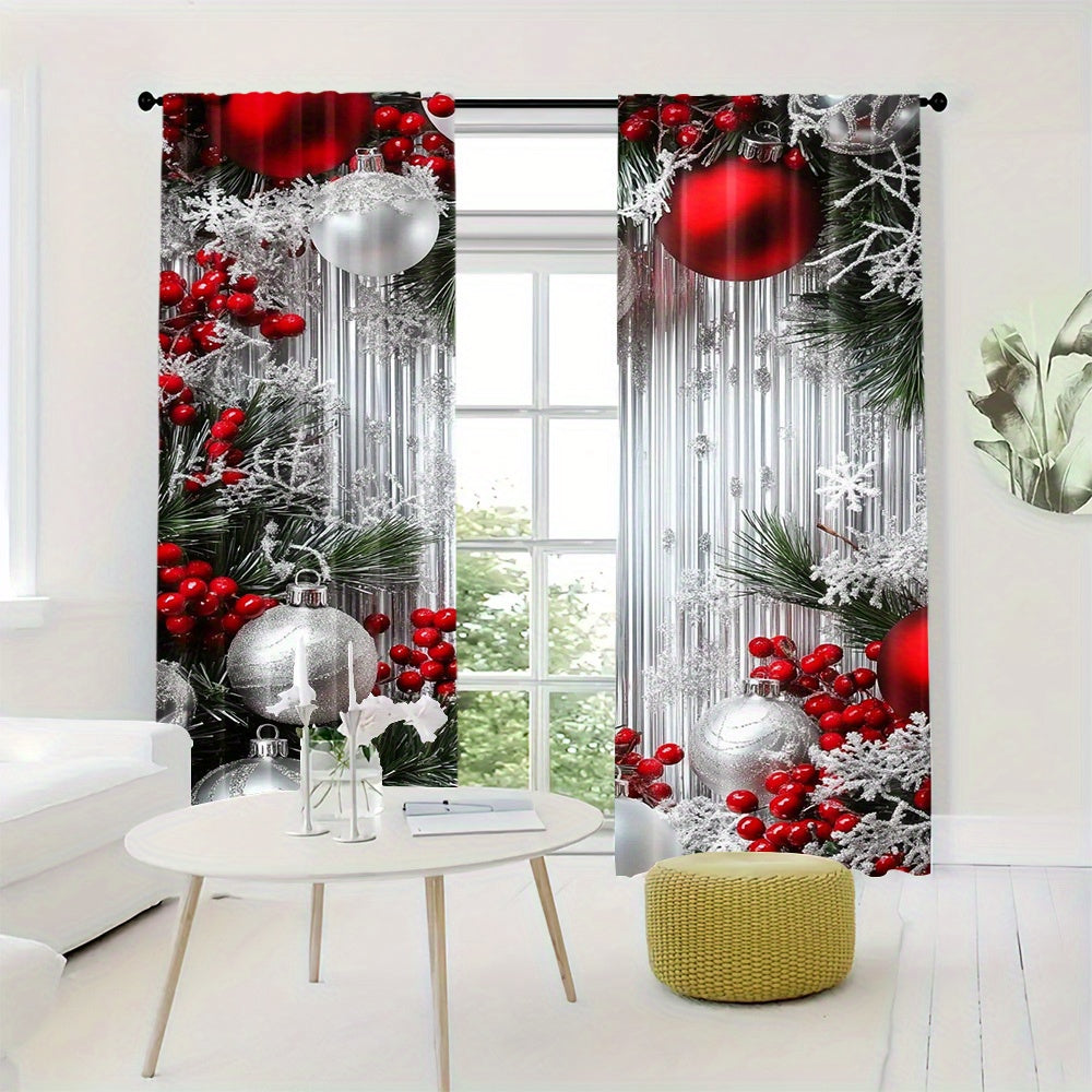 Add a festive touch to your living room, bedroom, kitchen, or office with these 2 Christmas tree-patterned curtains. The digital print design creates a cozy holiday atmosphere, while the rod pocket edge makes them easy to hang. Perfect for living room