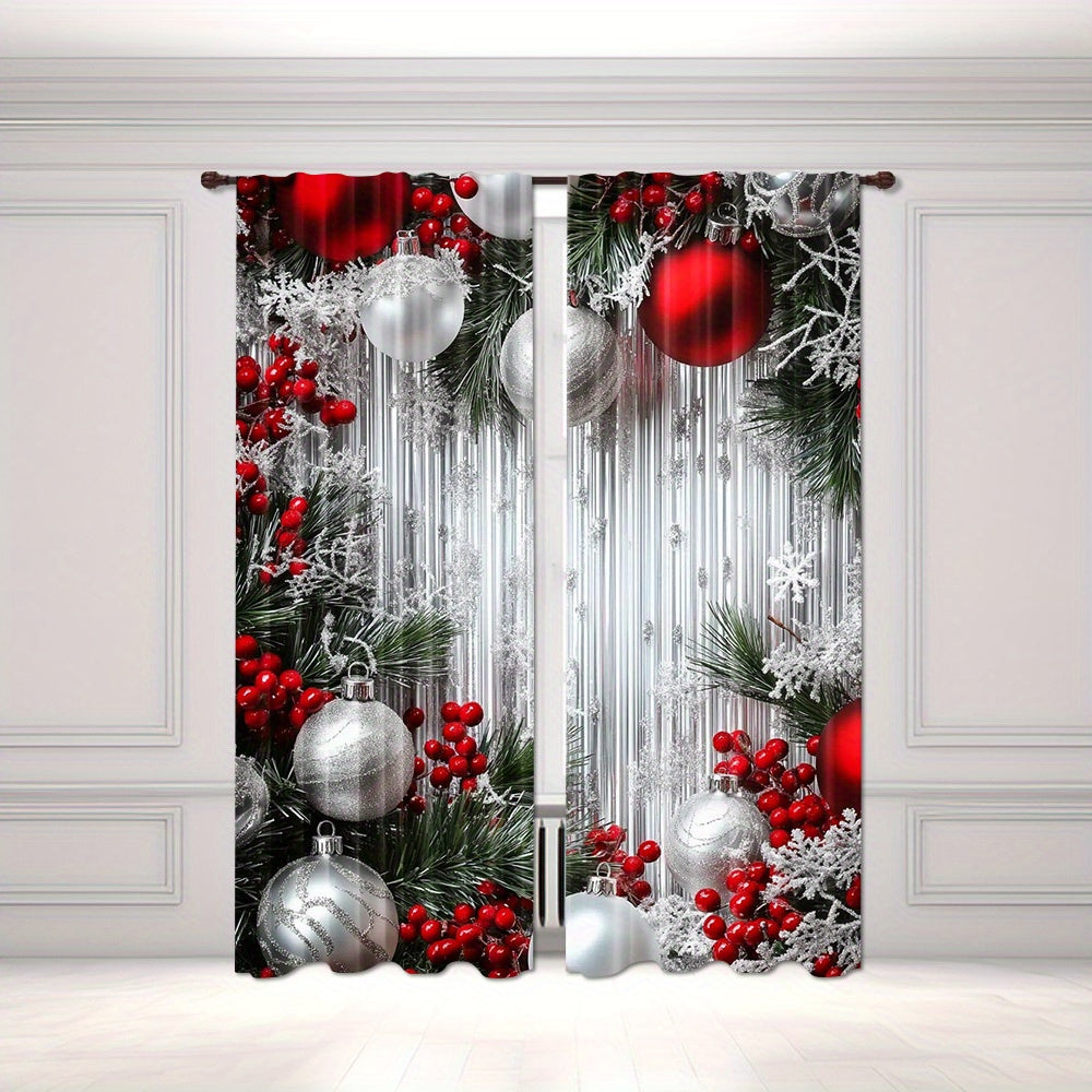 Add a festive touch to your living room, bedroom, kitchen, or office with these 2 Christmas tree-patterned curtains. The digital print design creates a cozy holiday atmosphere, while the rod pocket edge makes them easy to hang. Perfect for living room