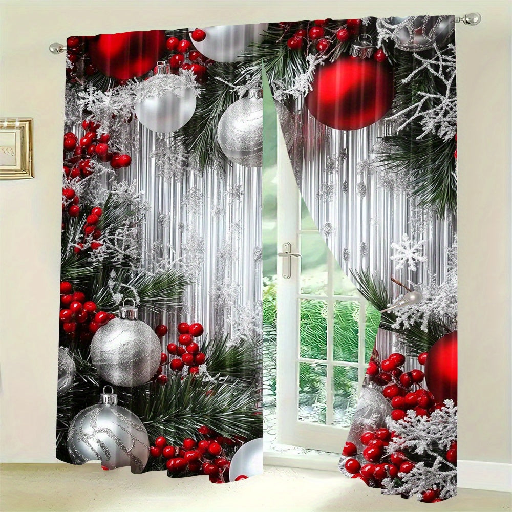 Add a festive touch to your living room, bedroom, kitchen, or office with these 2 Christmas tree-patterned curtains. The digital print design creates a cozy holiday atmosphere, while the rod pocket edge makes them easy to hang. Perfect for living room