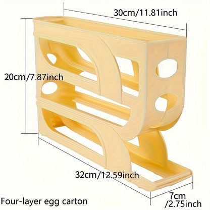 The Space-Saving 3-Tier Sliding Egg Dispenser: Convenient Refrigerator and Countertop Storage Solution, Made with Non-Contact Food Safe Materials to Keep Eggs Fresh.