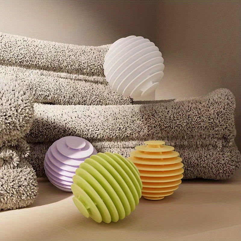 Reusable laundry balls reduce wrinkles, static, and promote softness without electricity. Machine wash safe.