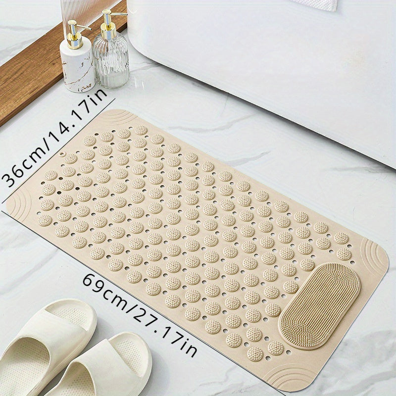 Non-slip light blue PVC bath mat with massage nubs for shower and bathroom safety, dot pattern, 0.8cm thick, 2600g/m²