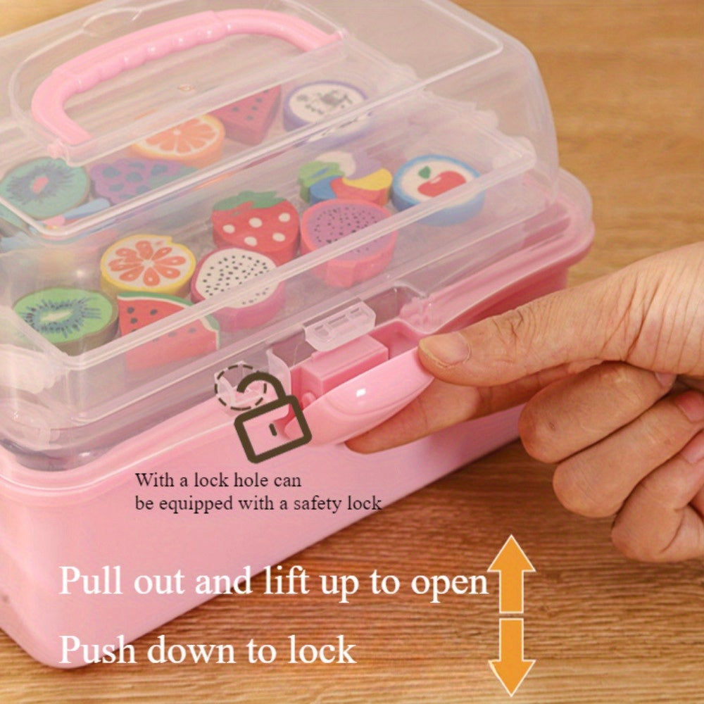 1pc compact 3-Layer Folding Storage Box for household or student use.