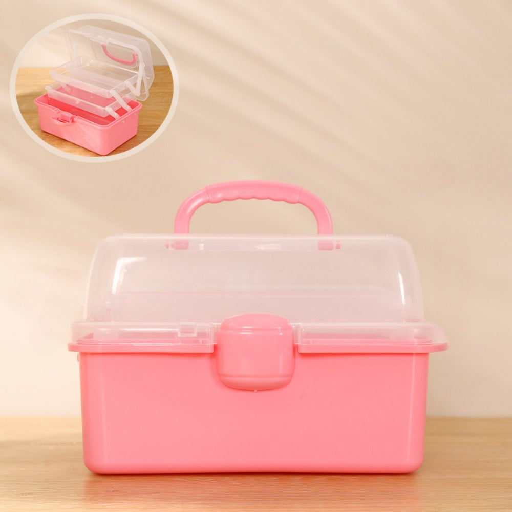 1pc compact 3-Layer Folding Storage Box for household or student use.