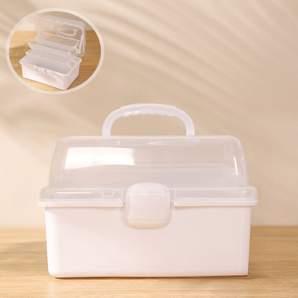 1pc compact 3-Layer Folding Storage Box for household or student use.