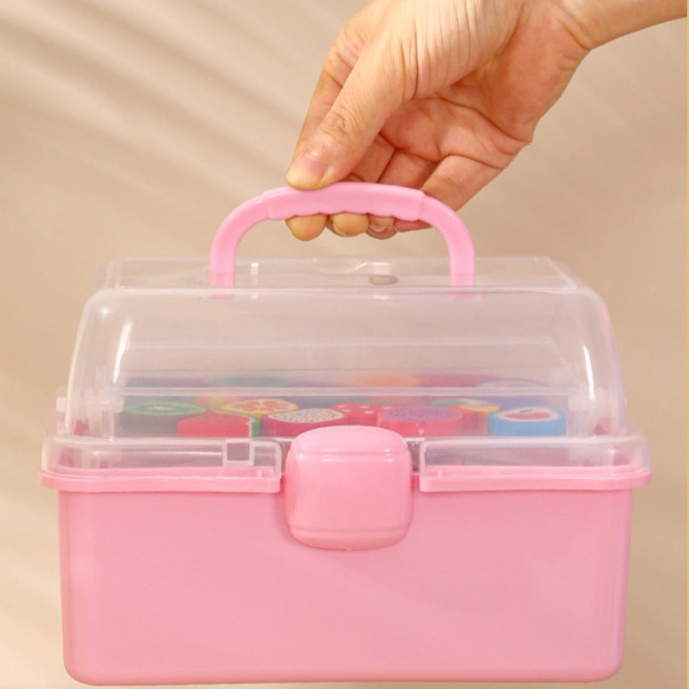 1pc compact 3-Layer Folding Storage Box for household or student use.