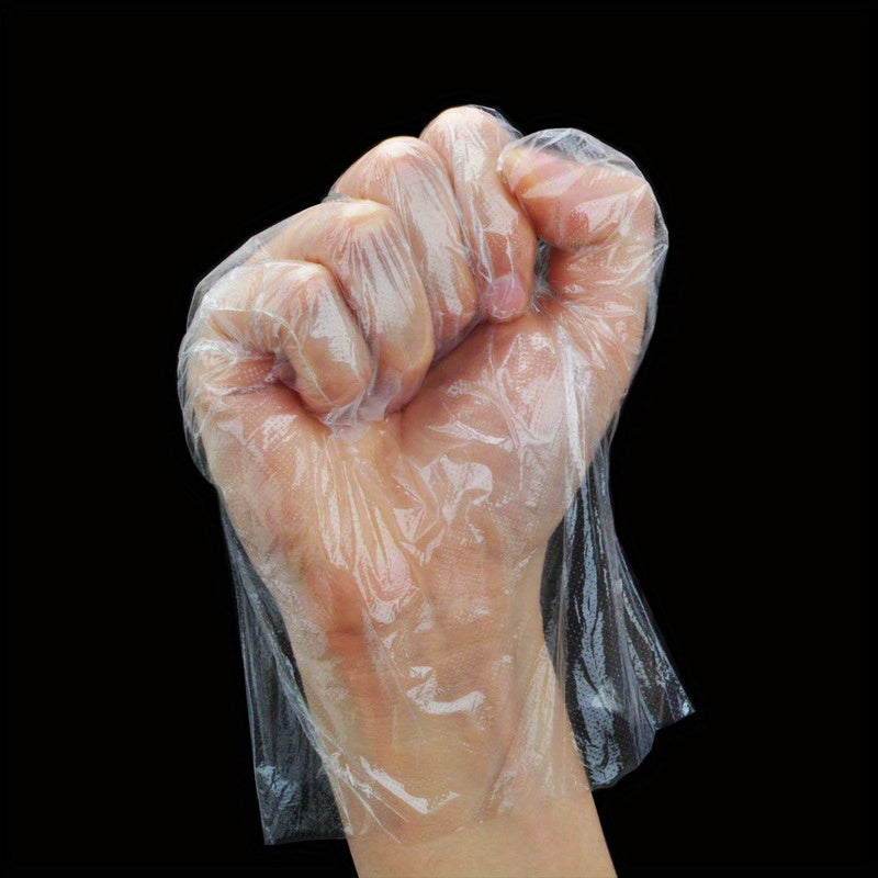 Pack of 100 Clear Disposable Plastic Gloves - No Latex, Washable for Cooking, Food Preparation, Cleaning, BBQ - No Power Source Required