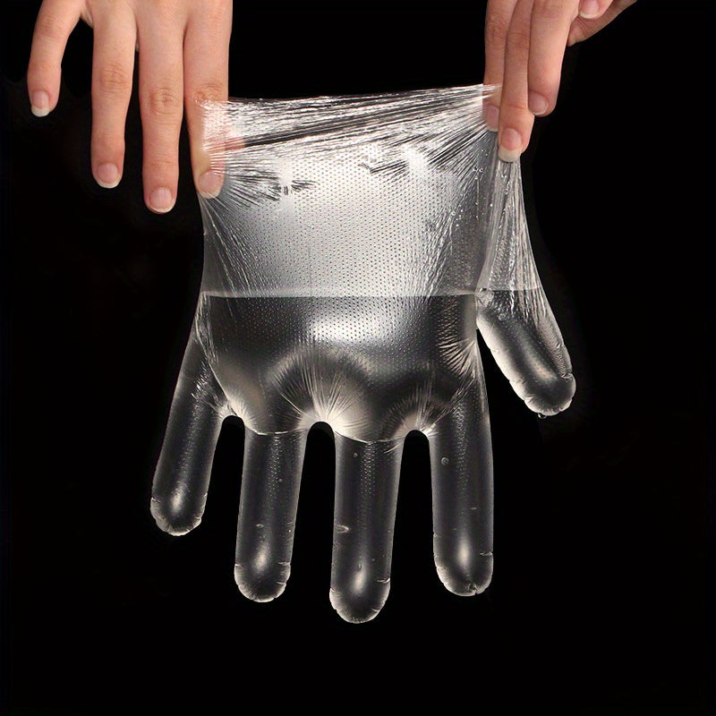 Pack of 100 Clear Disposable Plastic Gloves - No Latex, Washable for Cooking, Food Preparation, Cleaning, BBQ - No Power Source Required