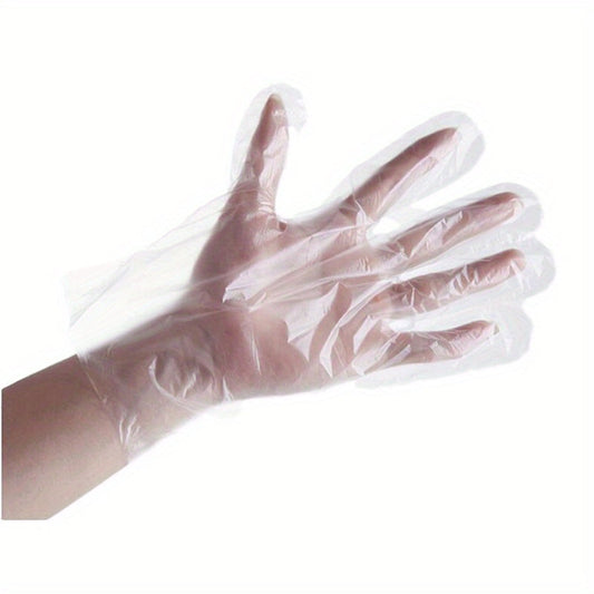 Pack of 100 Clear Disposable Plastic Gloves - No Latex, Washable for Cooking, Food Preparation, Cleaning, BBQ - No Power Source Required