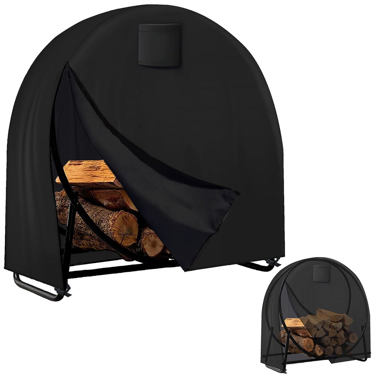 Cover your outdoor firewood with this durable 210D Oxford cloth protector, designed to keep your fireplace wood rack dustproof and rainproof. Complete with an elastic band and grommets for easy installation.