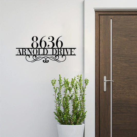 Personalized House Number and Street Name Sign - Elegant Iron Address Plaque, Durable Outdoor Decor for Modern Homes, Perfect Gift for Adults - 8636 Arnold Drive