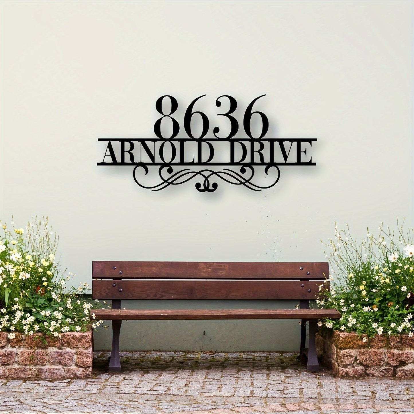 Personalized House Number and Street Name Sign - Elegant Iron Address Plaque, Durable Outdoor Decor for Modern Homes, Perfect Gift for Adults - 8636 Arnold Drive