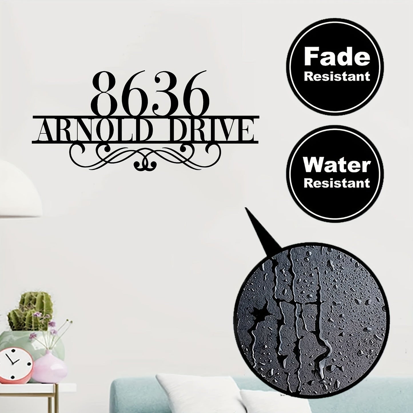 Personalized House Number and Street Name Sign - Elegant Iron Address Plaque, Durable Outdoor Decor for Modern Homes, Perfect Gift for Adults - 8636 Arnold Drive