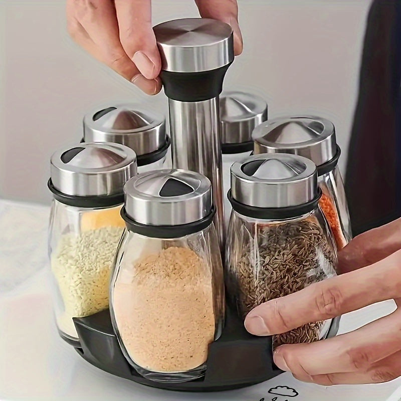 6/12pcs Rotating Spice Rack Set - 360° Swivel Seasoning Organizer for Kitchen Cabinets & Countertops, Ideal for BBQs, Camping, Family Dinners & Gifts