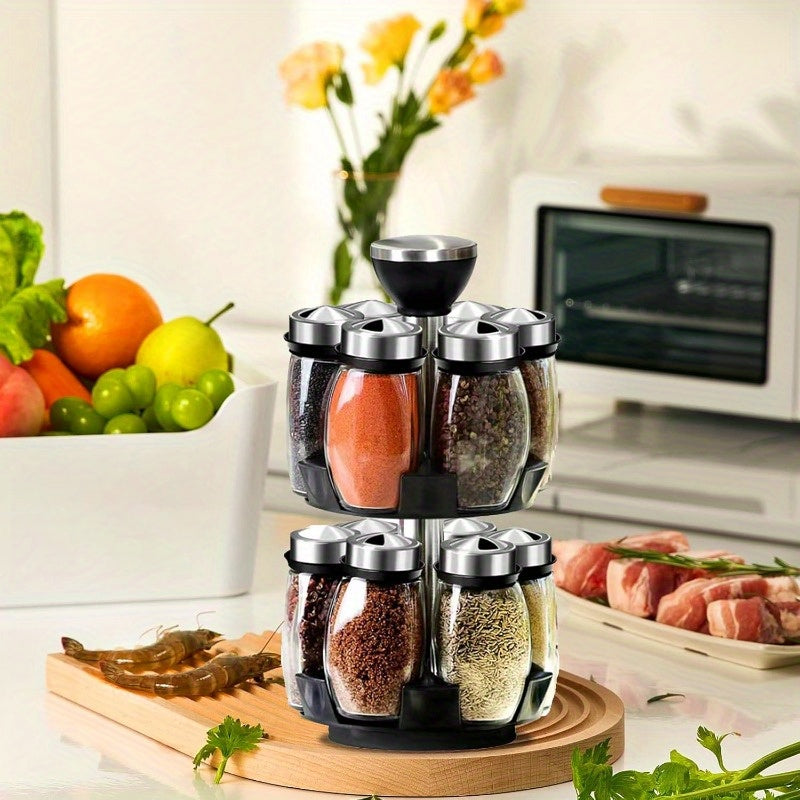 6/12pcs Rotating Spice Rack Set - 360° Swivel Seasoning Organizer for Kitchen Cabinets & Countertops, Ideal for BBQs, Camping, Family Dinners & Gifts