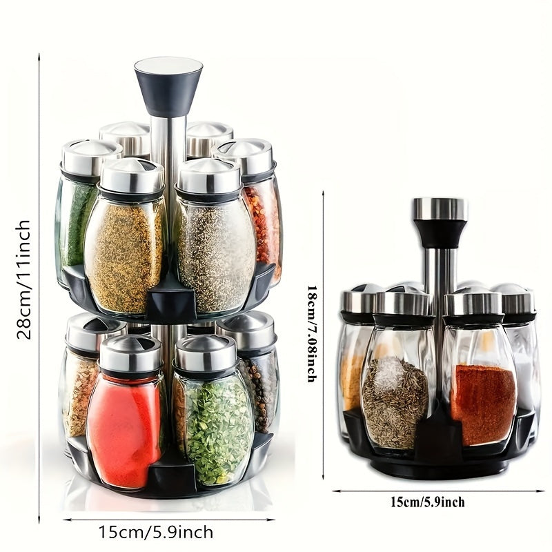 6/12pcs Rotating Spice Rack Set - 360° Swivel Seasoning Organizer for Kitchen Cabinets & Countertops, Ideal for BBQs, Camping, Family Dinners & Gifts