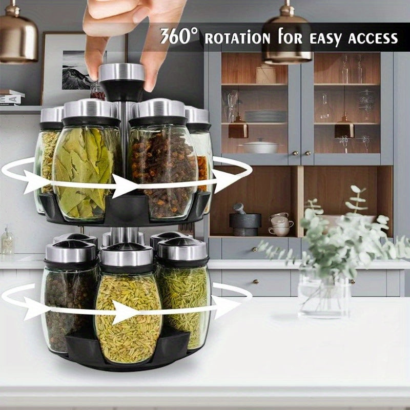 6/12pcs Rotating Spice Rack Set - 360° Swivel Seasoning Organizer for Kitchen Cabinets & Countertops, Ideal for BBQs, Camping, Family Dinners & Gifts