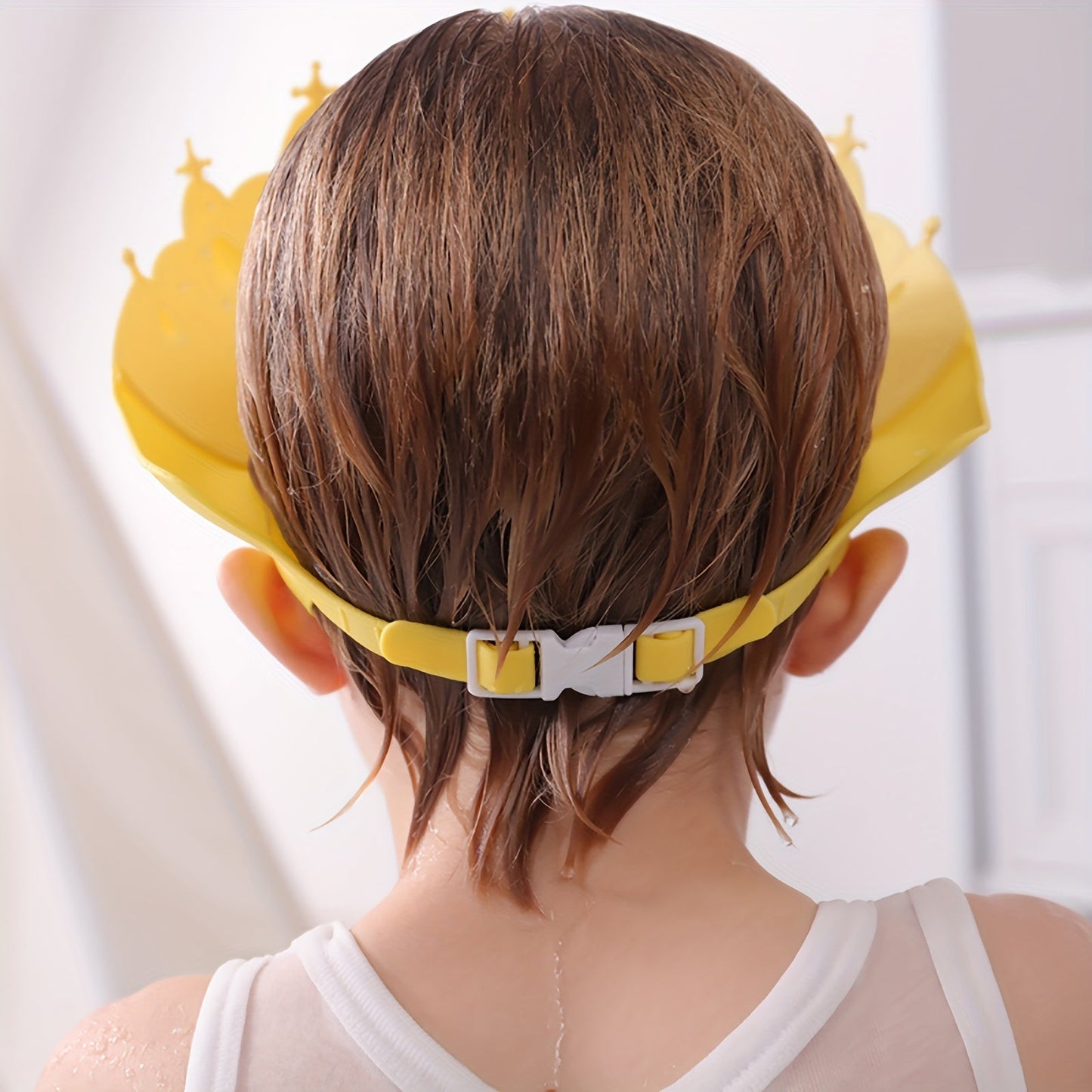 Kid's Splash Guard Hat Made of Soft Silicone - Waterproof Ear Protection for a Clean Bath Time Experience, Simple to Put On, Great for Delicate Ears, Yellow Color